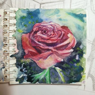 Лот: 18629990. Фото: 1. Картина Роза акварель. Искусственные и сувенирные цветы