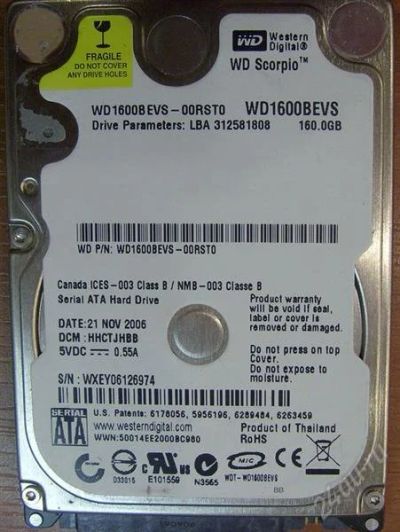 Лот: 1712360. Фото: 1. Жеский диск на ноутбук WD Scorpio... Жёсткие диски (HDD)