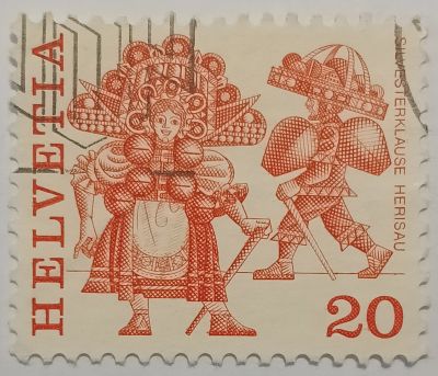 Лот: 25310375. Фото: 1. Марки_Швейцария, 20 Ct.- сентиме... Марки