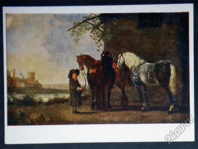 Лот: 5968249. Фото: 1. Открытка Альберт Кейп. Лошади... Открытки, конверты