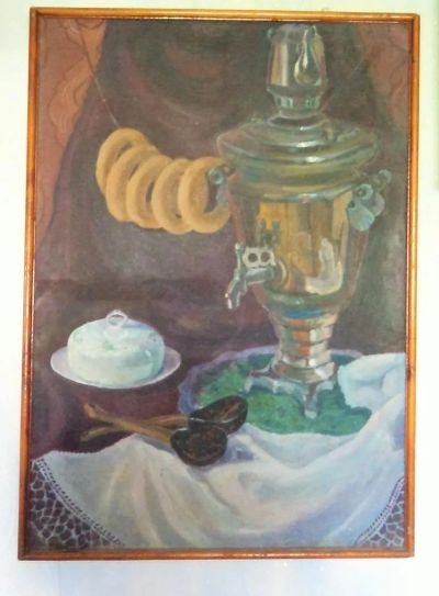 Лот: 5996844. Фото: 1. Картина "Самовар". Холст, масло... Картины, гравюры