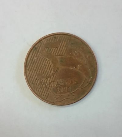 Лот: 19993846. Фото: 1. Монета Бразилия 5 сентаво 2004г. Америка