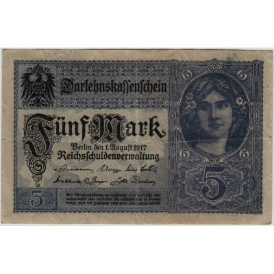 Лот: 18398243. Фото: 1. 5 марок 1917 г. Германия и Австрия