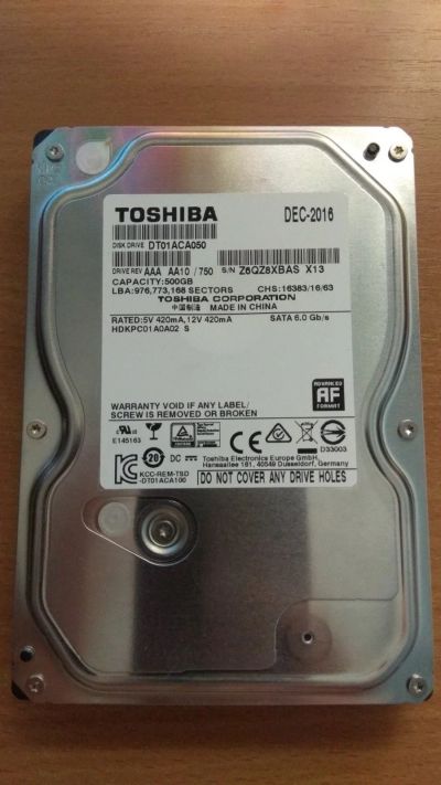 Лот: 14286222. Фото: 1. Жесткий диск Toshiba [DT01ACA050... Жёсткие диски (HDD)