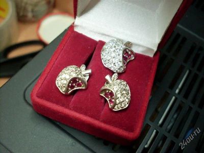 Лот: 783620. Фото: 1. Комплект подвеска + серьги (серебро... Серьги, каффы