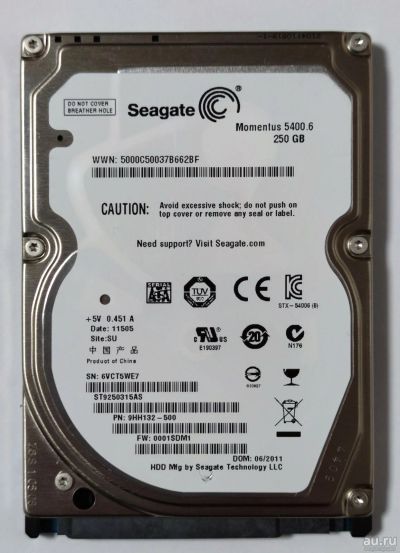 Лот: 18293588. Фото: 1. Жёсткий диск HDD 2.5 Seagate 250... Жёсткие диски