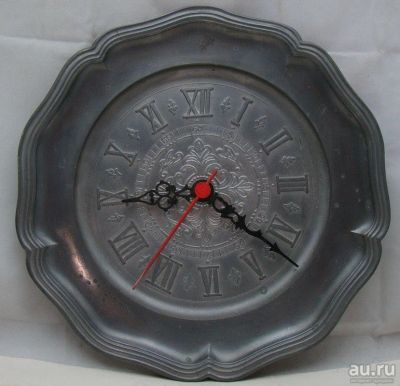 Лот: 17685067. Фото: 1. Часы - тарелка винтажные оловянные... Другое (антиквариат)
