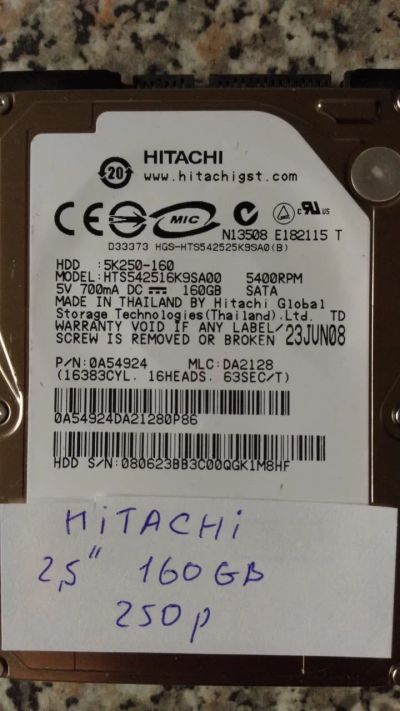 Лот: 18888147. Фото: 1. Жесткий диск Hitachi 160GB. Жёсткие диски