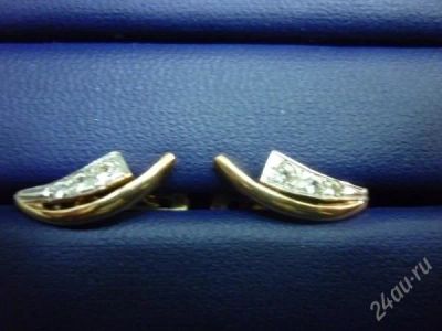 Лот: 1573953. Фото: 1. Женские золотые серьги. 585 пробы. Серьги, каффы