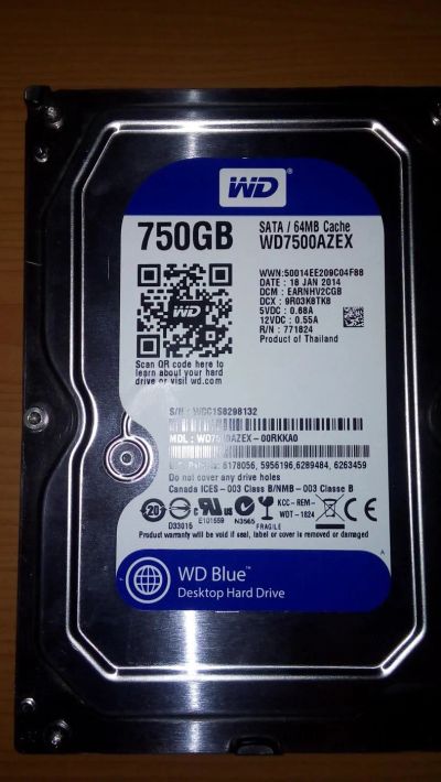 Лот: 8887890. Фото: 1. Жесткий диск 750GB WD Blue (WD7500AZEX... Жёсткие диски