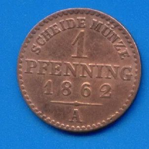 Лот: 8995444. Фото: 1. Германия-Пруссия 1 пфенниг 1862... Германия и Австрия