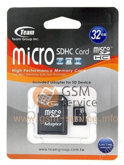Лот: 1350708. Фото: 1. 32GB Карта памяти MicroSDHC Team... Карты памяти
