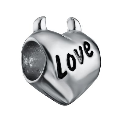 Лот: 23845216. Фото: 1. Серебряный шарм Сердце Love с... Бусы