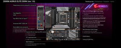 Лот: 19836745. Фото: 1. Мат.плата gigabyte Z690M Aorus... Материнские платы