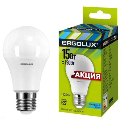 Лот: 24441279. Фото: 1. Светодиодная лампа Ergolux LED-A60-15W-E27-4K. Лампочки