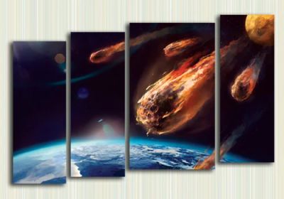 Лот: 9434471. Фото: 1. Модульная картина «Астероиды в... Холсты чистые