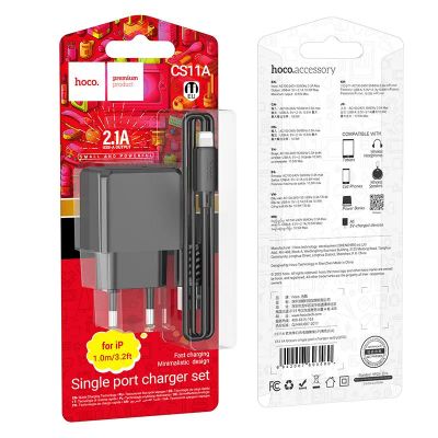 Лот: 22142487. Фото: 1. СЗУ HOCO CS11A+IP8 single USB-A... Зарядные устройства, блоки питания, адаптеры сетевые для смартфонов