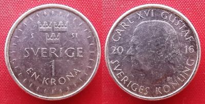 Лот: 24789445. Фото: 1. (№942/LK) 1 крона 2016 (Швеция... Европа