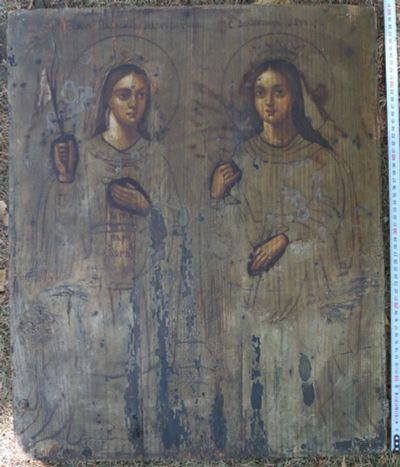 Лот: 16513350. Фото: 1. икона Варвара и Параскева Пятница... Иконы
