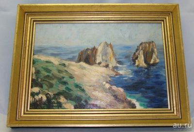 Лот: 13864417. Фото: 1. Картина винтажная Морской пейзаж... Другое (антиквариат)