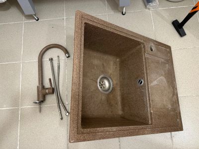 Лот: 24875756. Фото: 1. Мойка кухонная мраморная 65*50... Мойки кухонные
