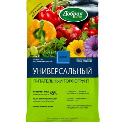 Лот: 25726448. Фото: 1. Грунт универсальный, 10 л, Добрая... Грунты, удобрения