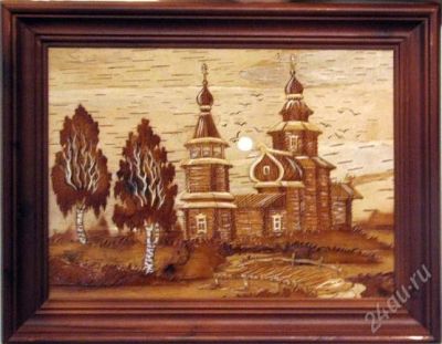 Лот: 15989. Фото: 1. Картина ''Церковь'' деревенский... Банные принадлежности