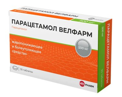 Лот: 24136534. Фото: 1. Парацетамол Велфарм таб. 500мг... Лекарства