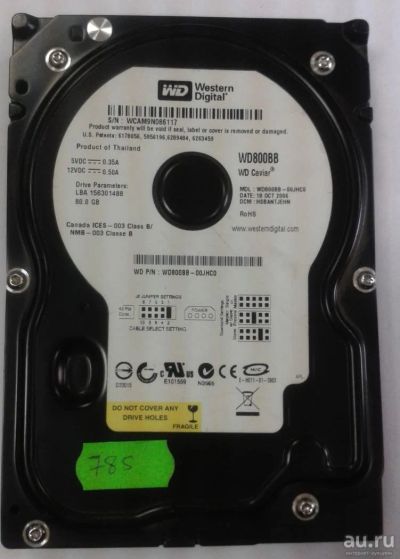 Лот: 9269192. Фото: 1. Жесткий диск WD800BB 80 Гб / 2МБ... Жёсткие диски (HDD)