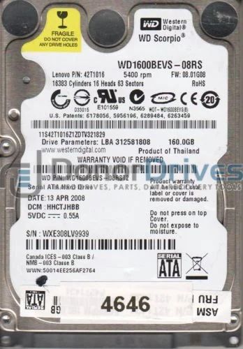 Лот: 4569805. Фото: 1. HDD 160 Gb SATA150 Western Digital... Жёсткие диски (HDD)