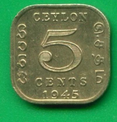 Лот: 9574857. Фото: 1. Цейлон 5 центов 1945 Георг 6... Азия
