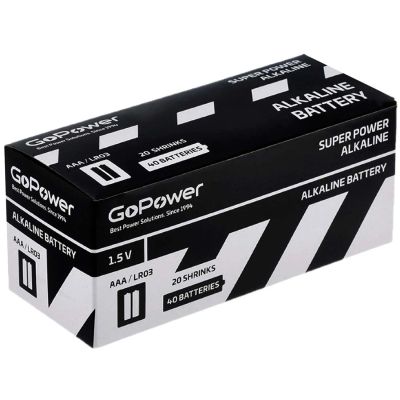 Лот: 24492839. Фото: 1. Батарейки GoPower Alkaline AAA... Батарейки, аккумуляторы, элементы питания