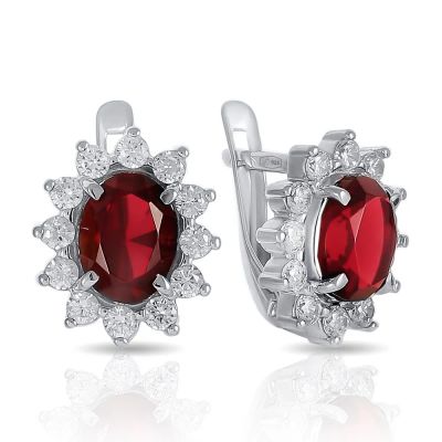 Лот: 23798120. Фото: 1. Серьги TALANT из серебра с гранатом... Серьги, каффы