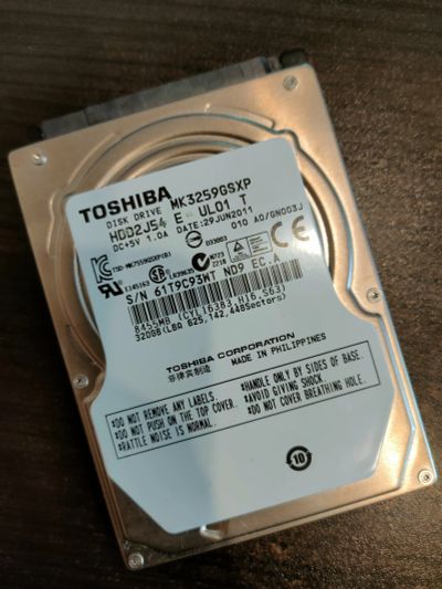 Лот: 18812102. Фото: 1. Toshiba MK3259GSXP 320Gb жёсткий... Жёсткие диски (HDD)