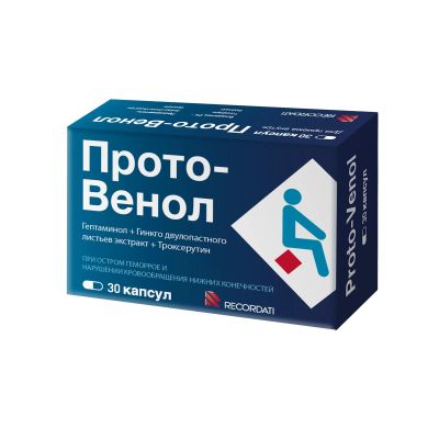 Лот: 23717001. Фото: 1. Прото-венол капс. №30. Лекарства