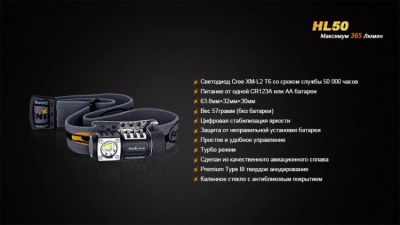 Лот: 5378612. Фото: 1. Фонарь Fenix HL50 Cree XM-L2... Фонарики