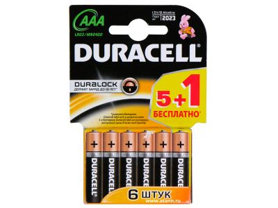 Лот: 4559530. Фото: 1. Батарейка Duracell LR03/6BL. Всегда... Батарейки, аккумуляторы, элементы питания
