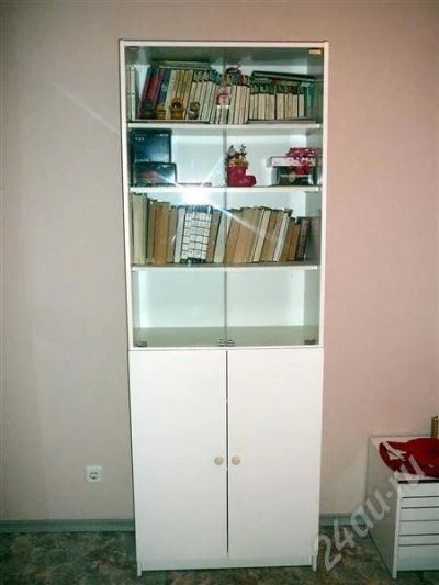Лот: 658206. Фото: 1. Шкаф книжный (цвет белый глянец... Гостиные, стенки, горки