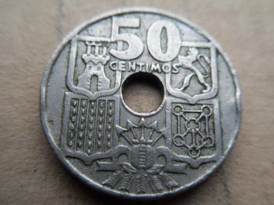 Лот: 6790485. Фото: 1. Испания 50 сентимо 1949. Европа