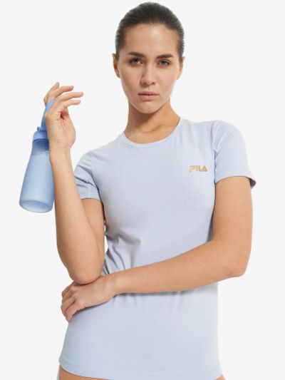 Лот: 24694373. Фото: 1. Футболка женская FILA, Голубой. Другое (спортивная одежда)