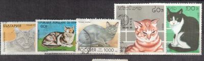 Лот: 3302486. Фото: 1. Почтовые марки Кошки. Бенин, Болгария... Марки