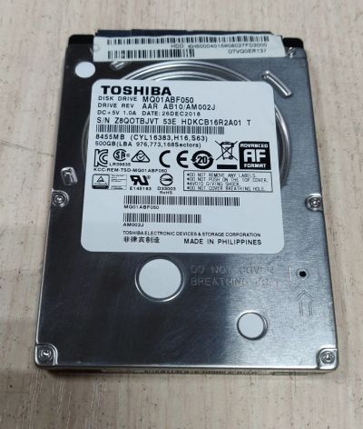 Лот: 19874139. Фото: 1. Жесткий диск HDD/2.5"/500 Гб/5400... Жёсткие диски