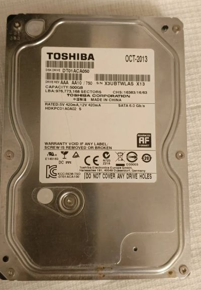 Лот: 19856742. Фото: 1. TOSHiBA HDD 3,5", sata-3, 6.0... Жёсткие диски