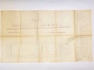 Лот: 23278891. Фото: 1. Чертеж (синька) судна - Катер... Судомоделизм