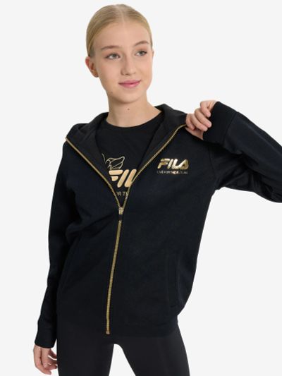 Лот: 24769931. Фото: 1. Толстовка для девочек FILA, Черный. Легкие куртки, толстовки