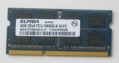 Лот: 13936646. Фото: 1. Elpida 4GB 2Rx8 PC3-10600S-9-10-F2. Оперативная память