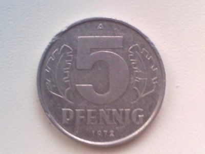 Лот: 6852410. Фото: 1. Монета 5 пфенинг ГДР 1972 год... Германия и Австрия