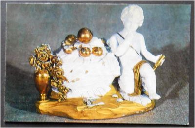 Лот: 8016101. Фото: 1. Открытка фарфор Амур с корзиной... Открытки, конверты
