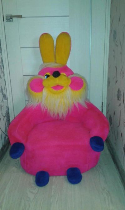 Лот: 6498192. Фото: 1. Кресло игрушка зайка заяц розовое... Детские диваны