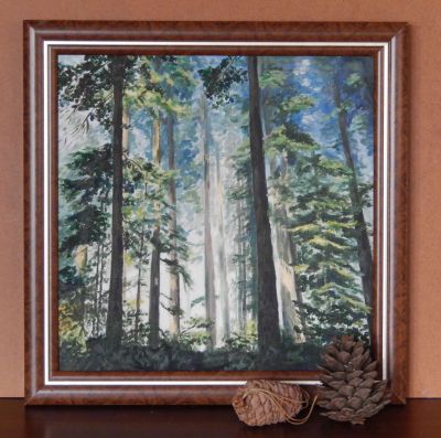 Лот: 18632603. Фото: 1. Картина маслом пейзаж лес «Сосны... Картины, гравюры
